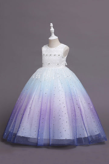 Púrpura Sem Mangas Vestido de Menina